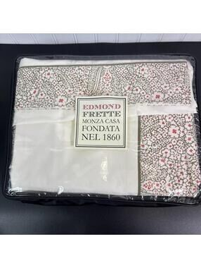 Frette Queen Set Edmond Perle Bordo Print Fitted Flat Sheets 2 Pillowcase Floral